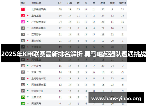 2025年K甲联赛最新排名解析 黑马崛起强队遭遇挑战